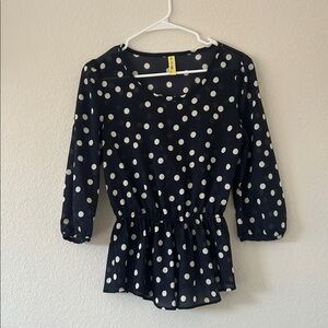 Navy Polka Dot Blouse